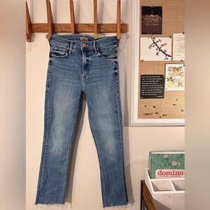 Mother Mid Rise Dazzler Ankle Fray Jeans - Size 25, Medium Wash